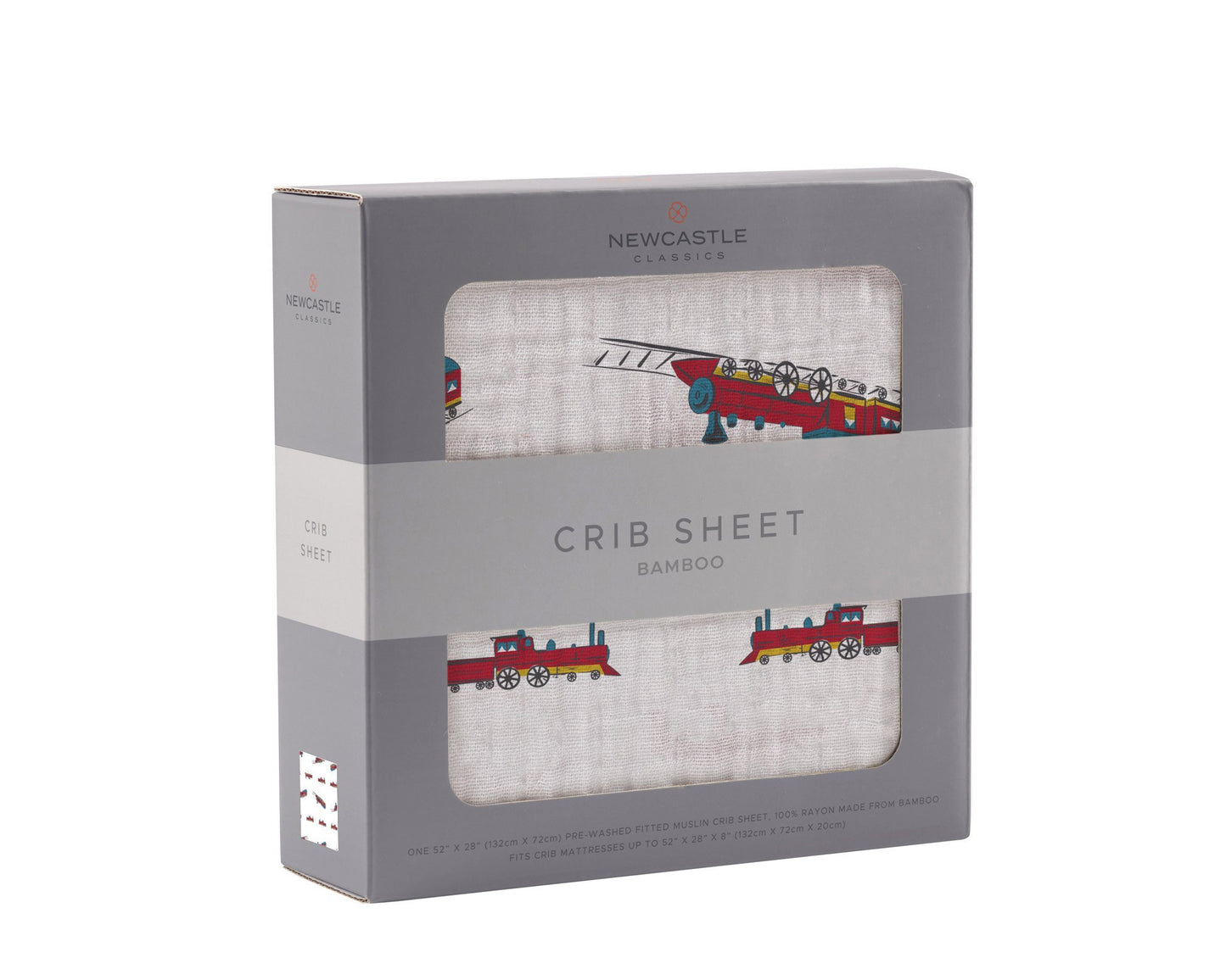 Sábana de cuna de bambú con diseño de tren de vapor antiguo