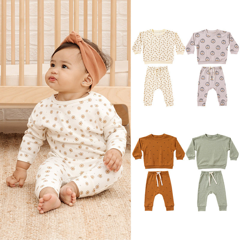 Print Cotton Hoodie and Trousers Set