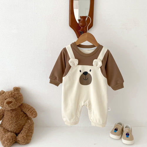 Long Sleeve Teddy Bear Pattern Onesie