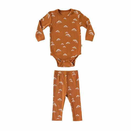 Long Sleeves Geometric Pattern Crew Neck Onesie & Pants