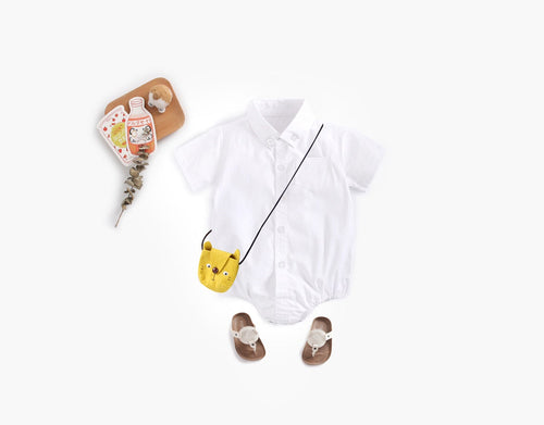 Buttoned Shirt Short Sleeve Onesie