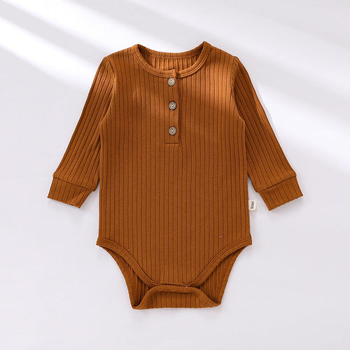 Solid Color Soft Cotton Long Sleeve Bodysuit