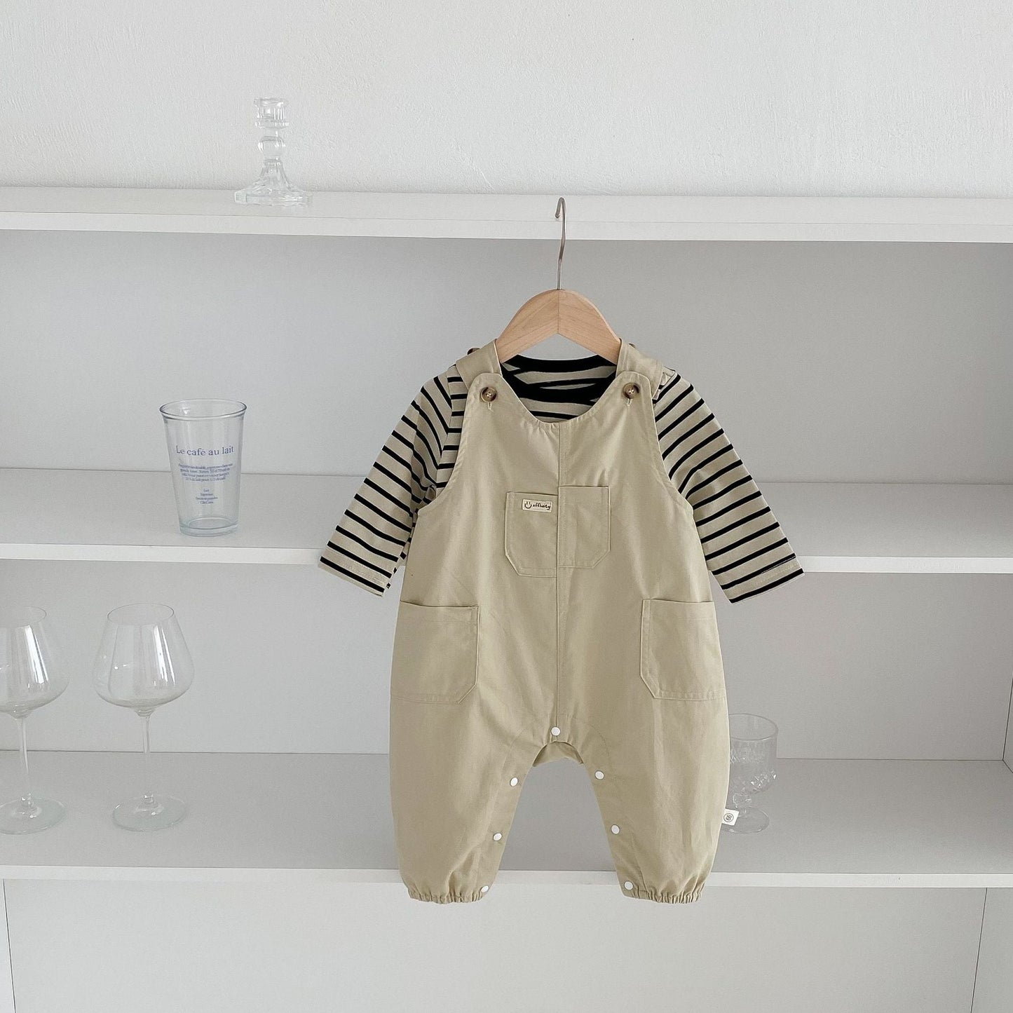 Striped Pattern Long Sleeve Top & Romper