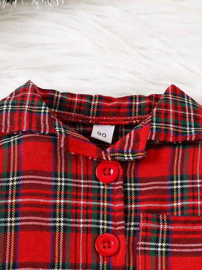 Christmas Plaid Pajama Set – Long Sleeve Button Top + Pants