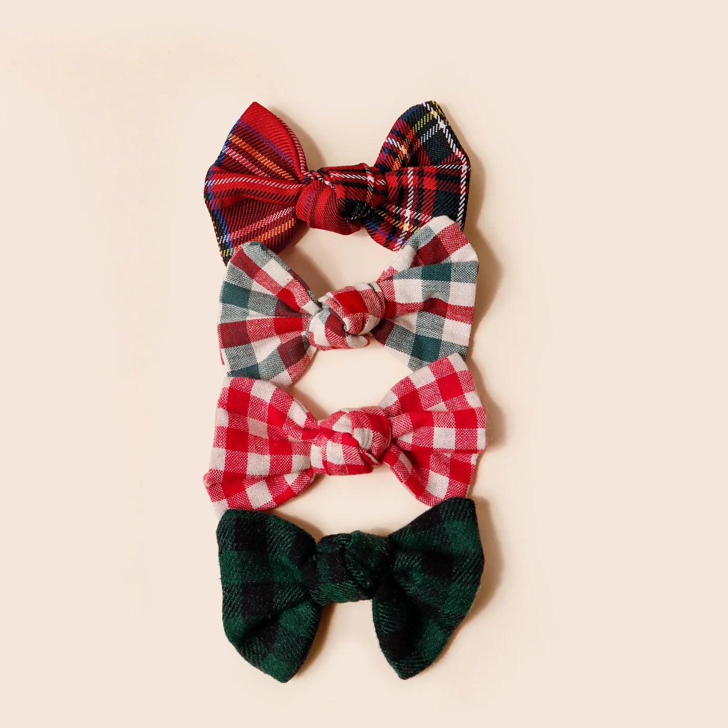 8PCS Knotted Bow Hair Clips for Baby Girls – Christmas Holiday Set
