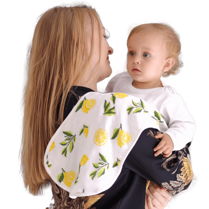 Muslin 3-in-1 Burp Cloths Bibs Pacifier Ties, Set of 2