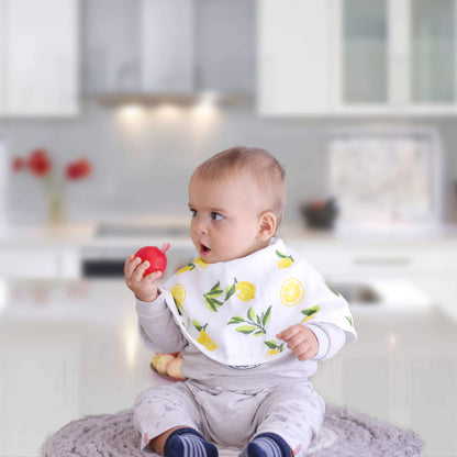 Muslin 3-in-1 Burp Cloths Bibs Pacifier Ties, Set of 2