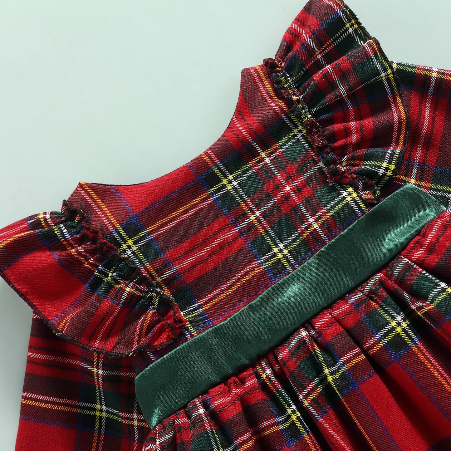 Christmas Big Bow Plaid Princess Dress