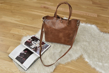 Paseo Tote – Genuine Leather Caramel Handbag