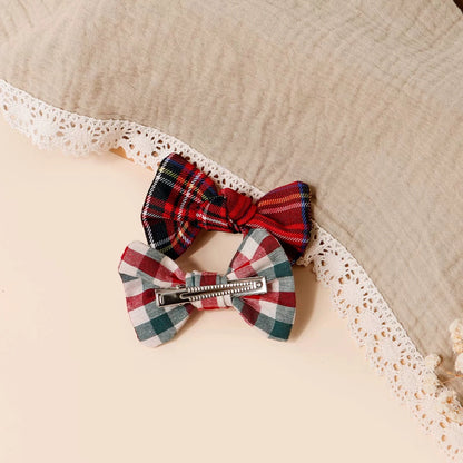 8PCS Knotted Bow Hair Clips for Baby Girls – Christmas Holiday Set