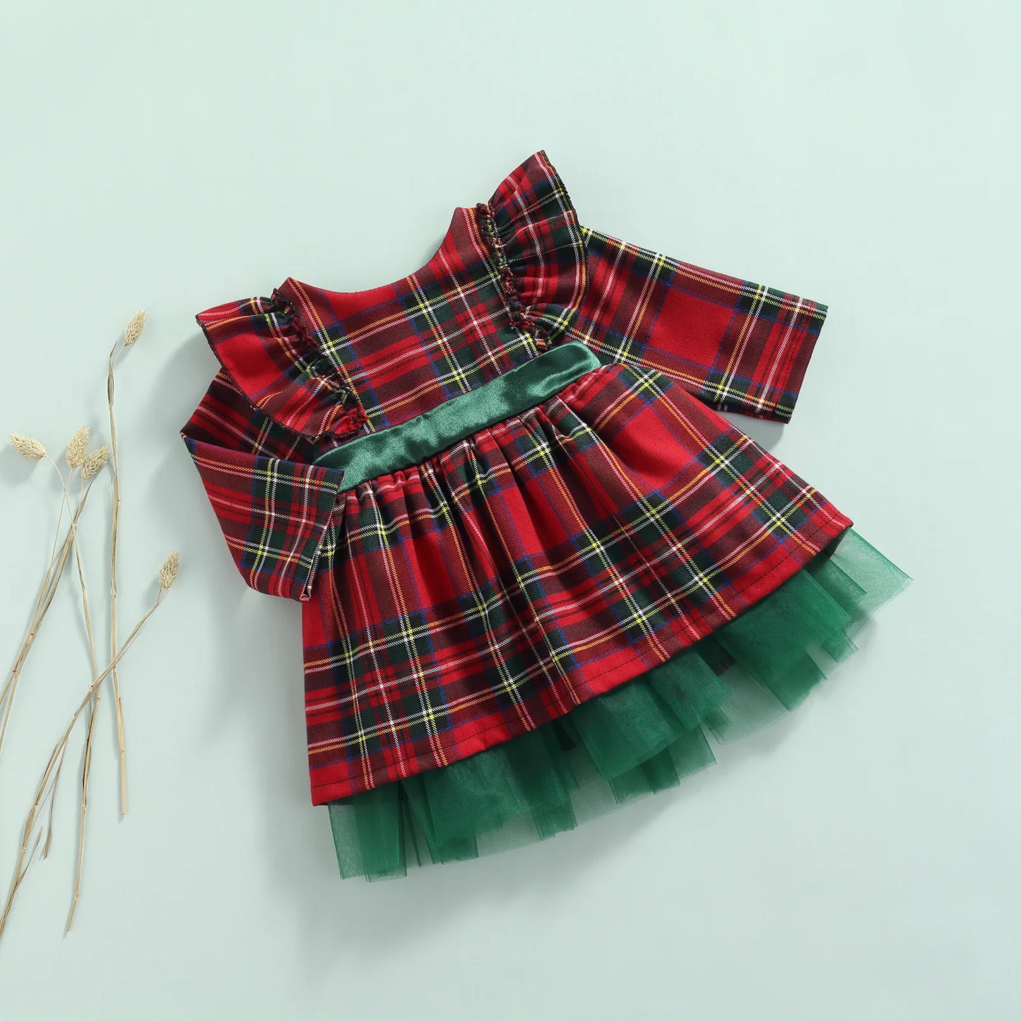 Christmas Big Bow Plaid Princess Dress