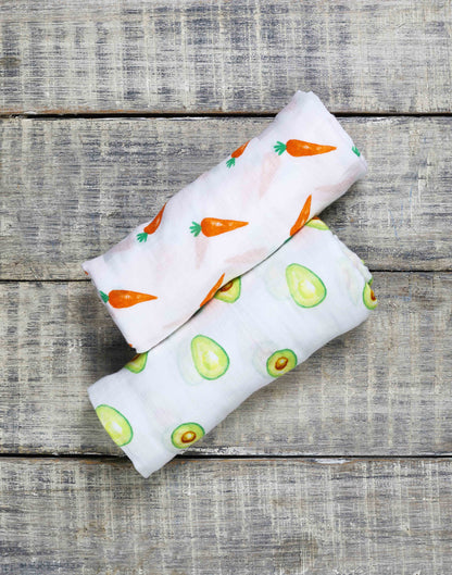 Organic Swaddle Set - First Foods (Avocado + Carrot)