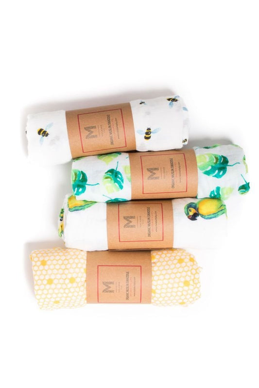 Organic Cotton Muslin Swaddle Set