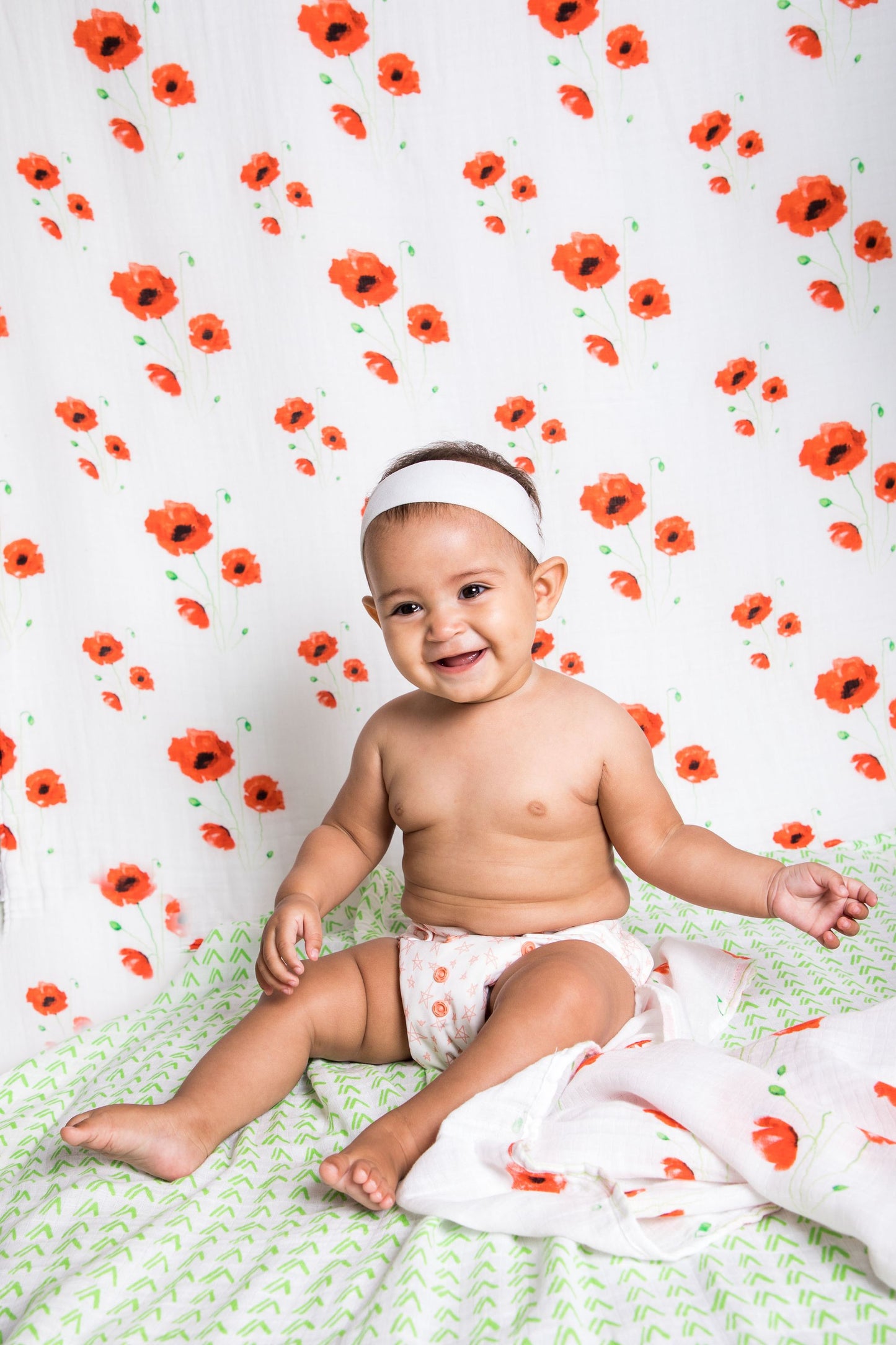 Organic Cotton Muslin Blanket - Poppy