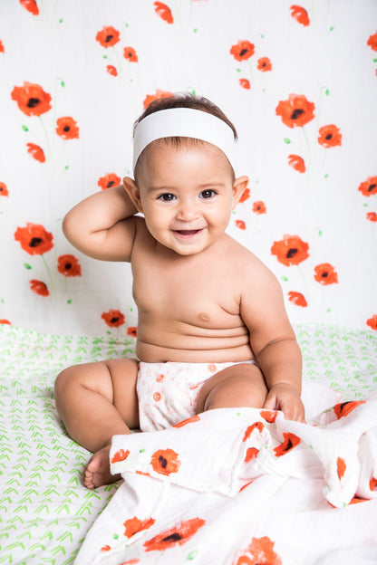 Organic Cotton Muslin Blanket - Poppy