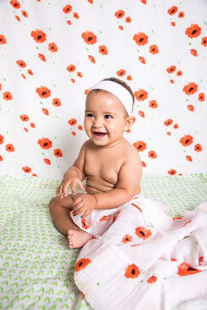 Organic Cotton Muslin Blanket - Poppy