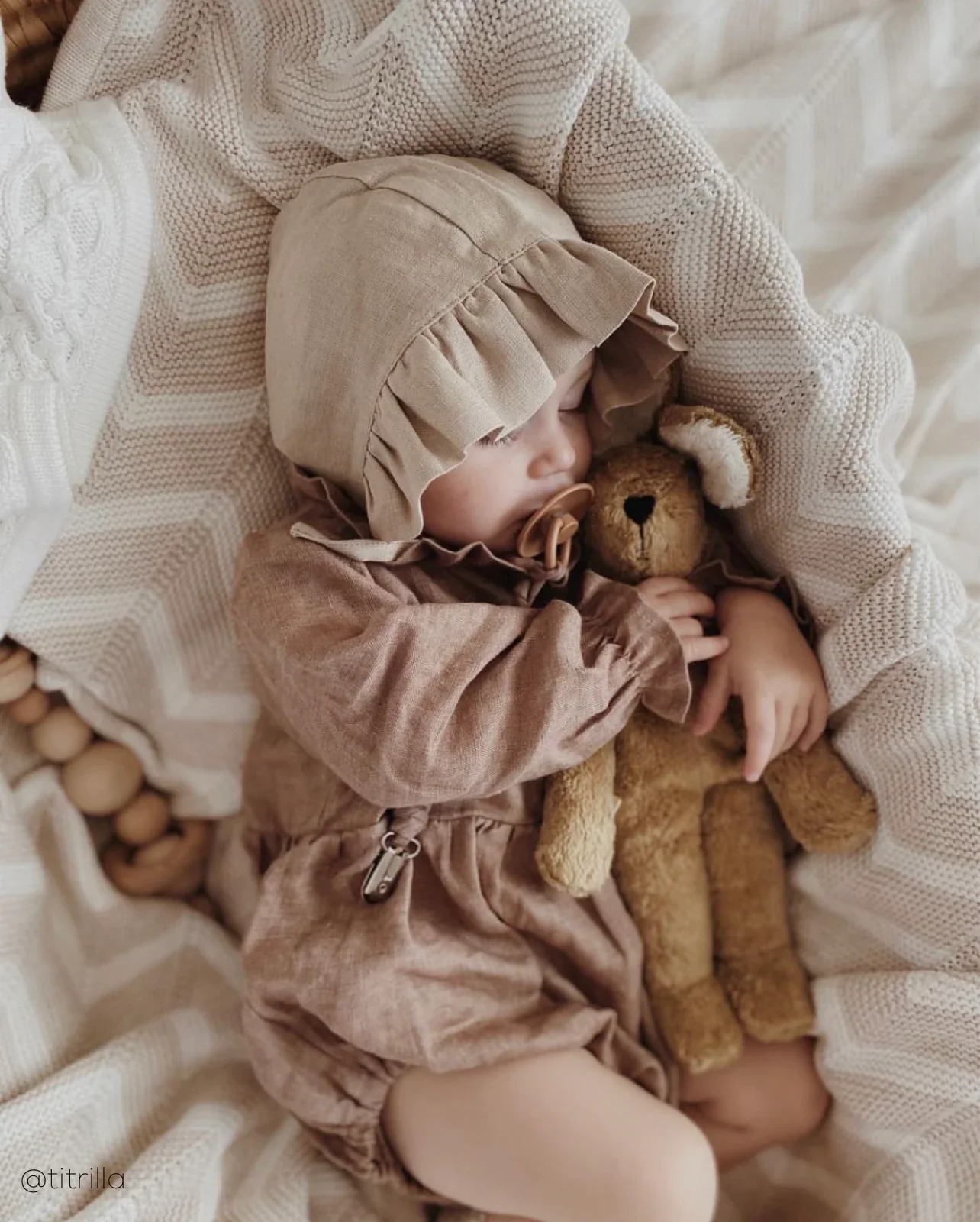 Linen Long Sleeves Romper & Hat