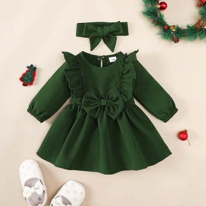 Baby Girl Christmas Dress – Ruffles, Bow & Holiday Magic