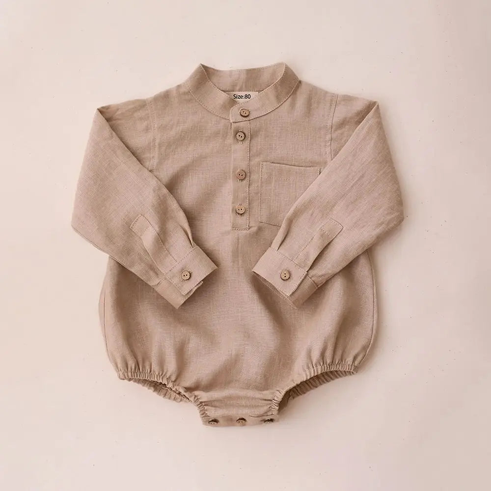 Linen Long Sleeve Romper