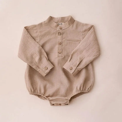 Linen Long Sleeve Romper