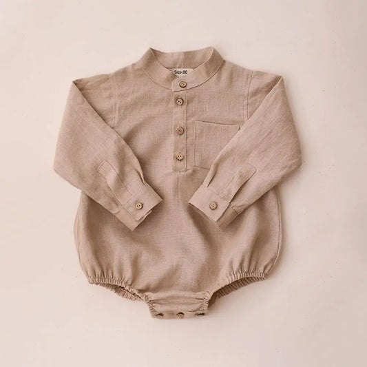 Linen Long Sleeve Romper