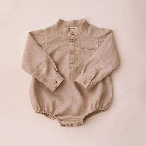 Linen Long Sleeve Romper