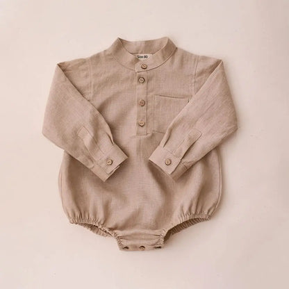 Linen Long Sleeve Romper