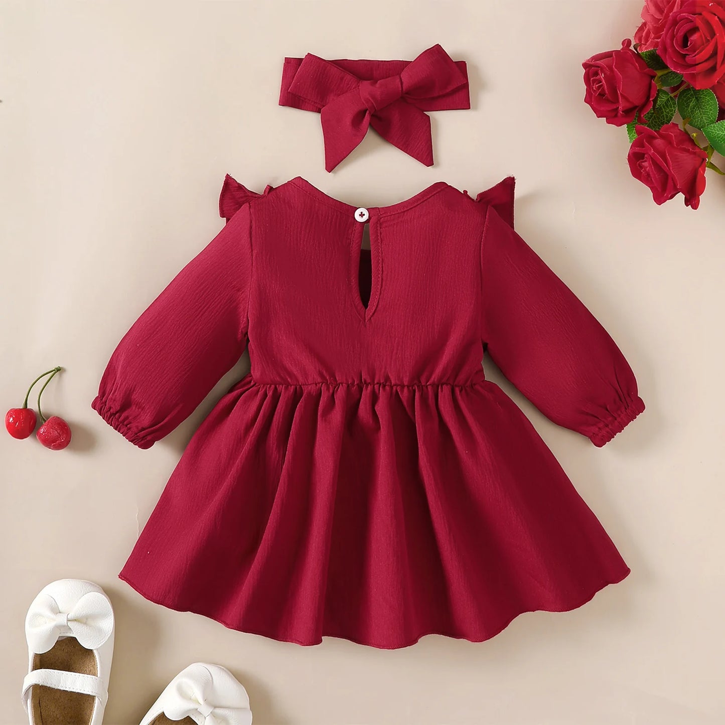 Baby Girl Christmas Dress – Ruffles, Bow & Holiday Magic