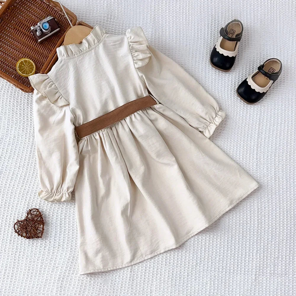 Long Sleeve Ruffled A-Line Dress