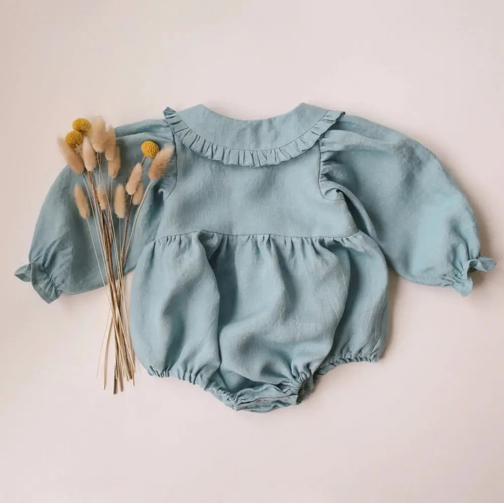 Linen Long Sleeves Romper & Hat