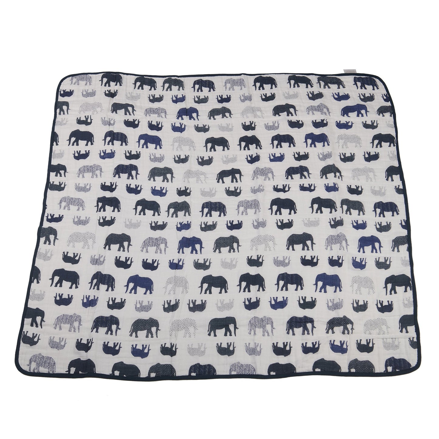 Blue Elephants and Spotted Wave Newcastle Cotton Muslin Blanket