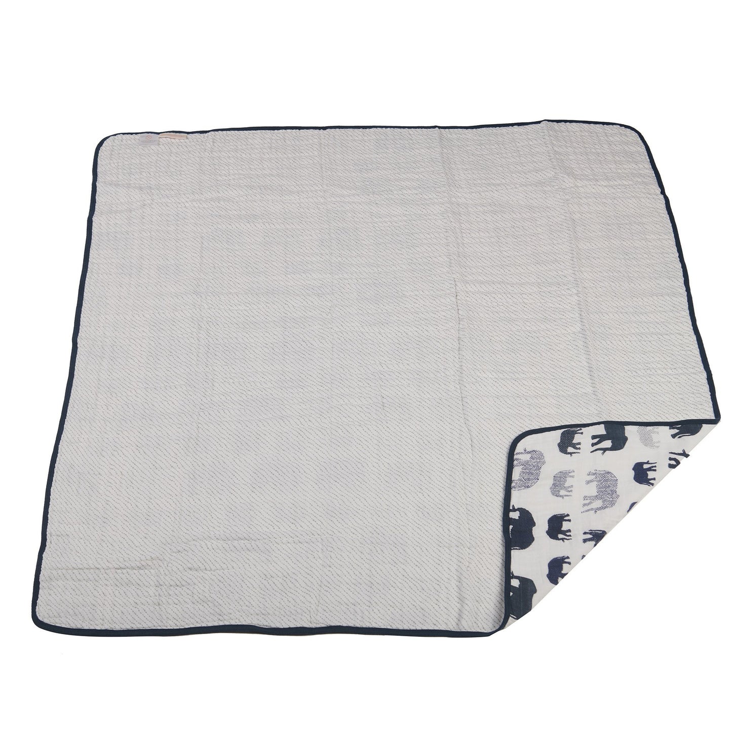 Blue Elephants and Spotted Wave Newcastle Cotton Muslin Blanket
