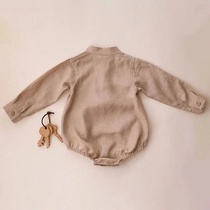 Linen Long Sleeve Romper