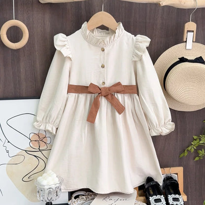 Long Sleeve Ruffled A-Line Dress