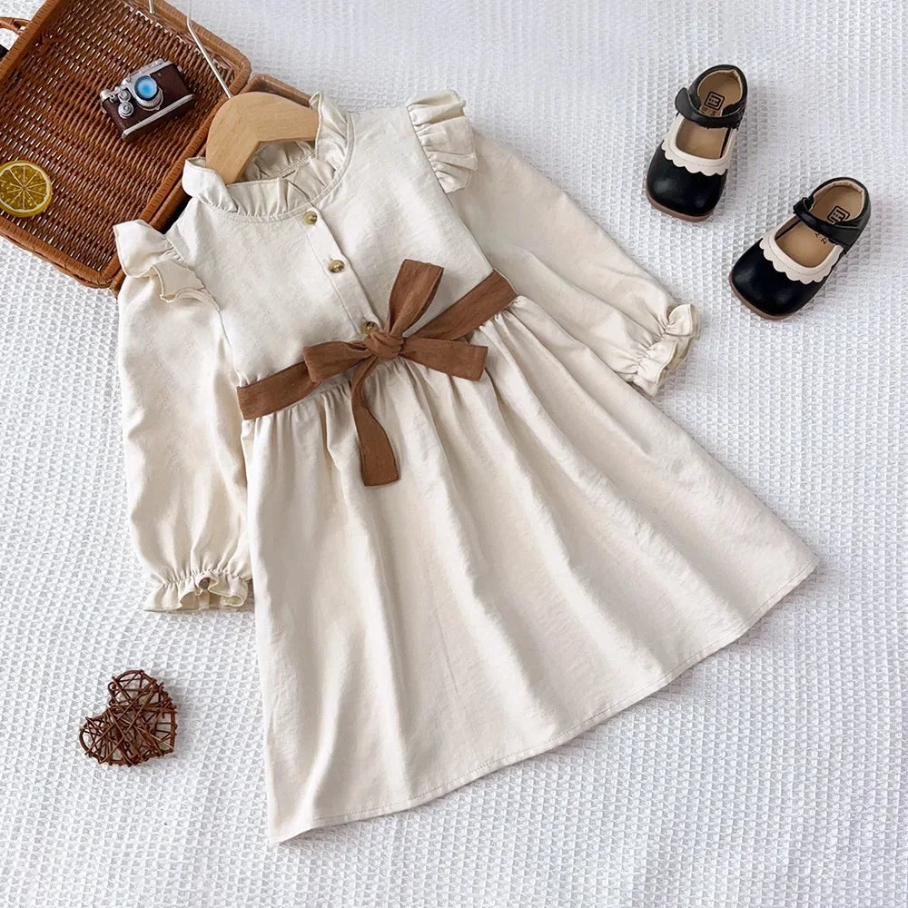 Long Sleeve Ruffled A-Line Dress
