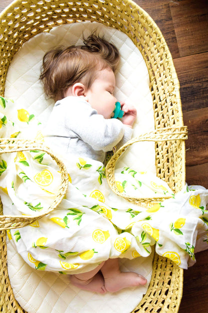 Muslin Swaddle Blanket Set of 2, Lemon and Strawberry Prints