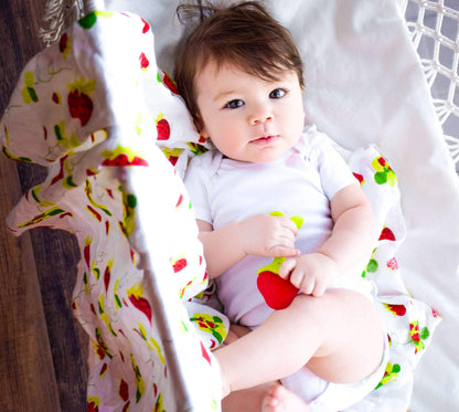 Muslin Swaddle Blanket Set of 2, Lemon and Strawberry Prints