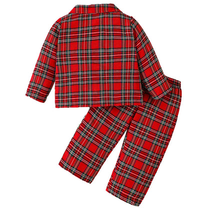 Christmas Plaid Pajama Set – Long Sleeve Button Top + Pants