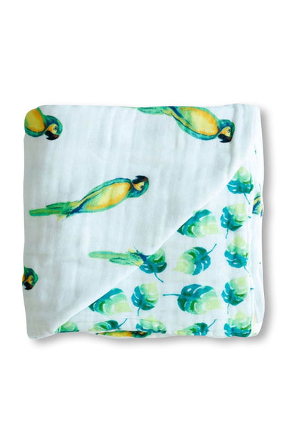 Organic Cotton Muslin Blanket - Parrots