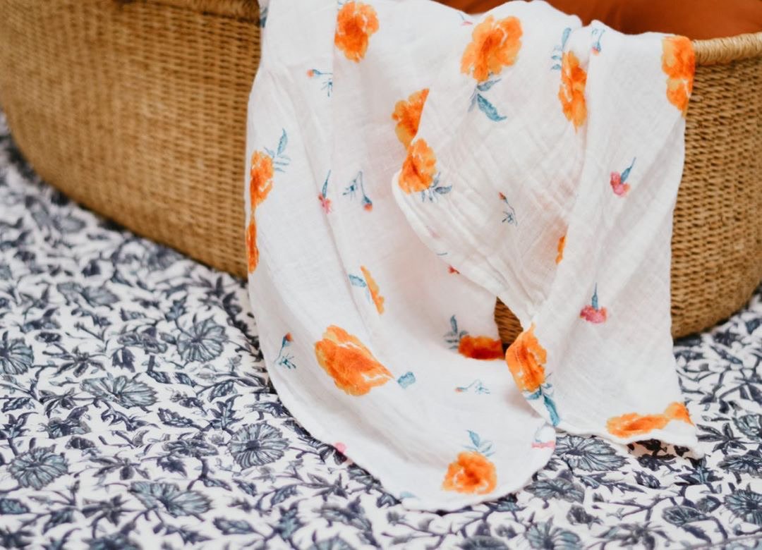 Organic Cotton Muslin Swaddle - Marigold