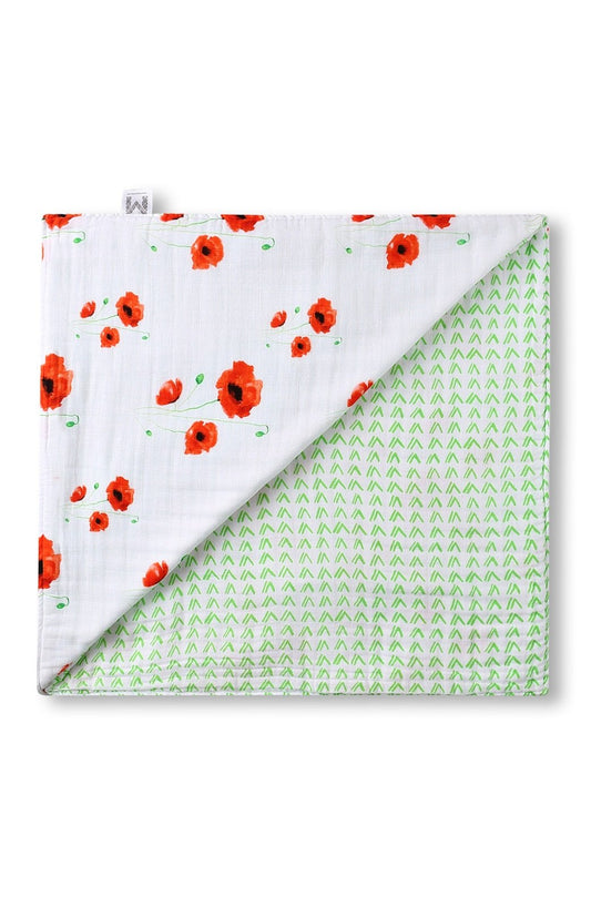 Organic Cotton Muslin Blanket - Poppy