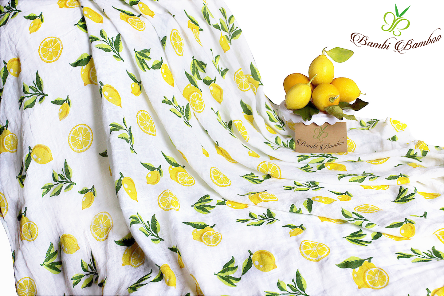 Muslin Swaddle Blanket Set of 2, Lemon and Strawberry Prints