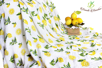 Muslin Swaddle Blanket Set of 2, Lemon and Strawberry Prints