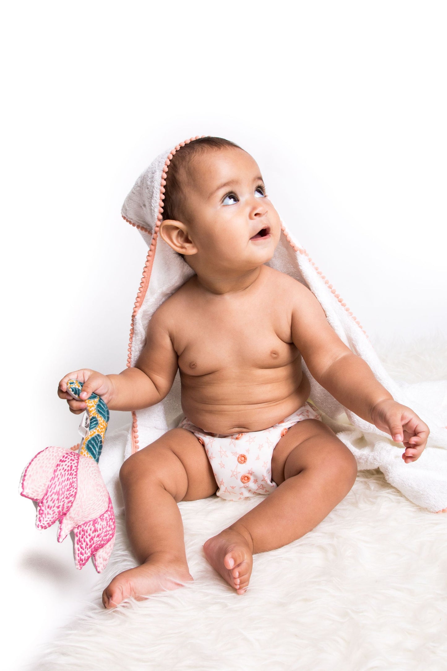 Newborn Essential Set - Hooded Towel, Swaddle + Toy Rattle (3 Pc)