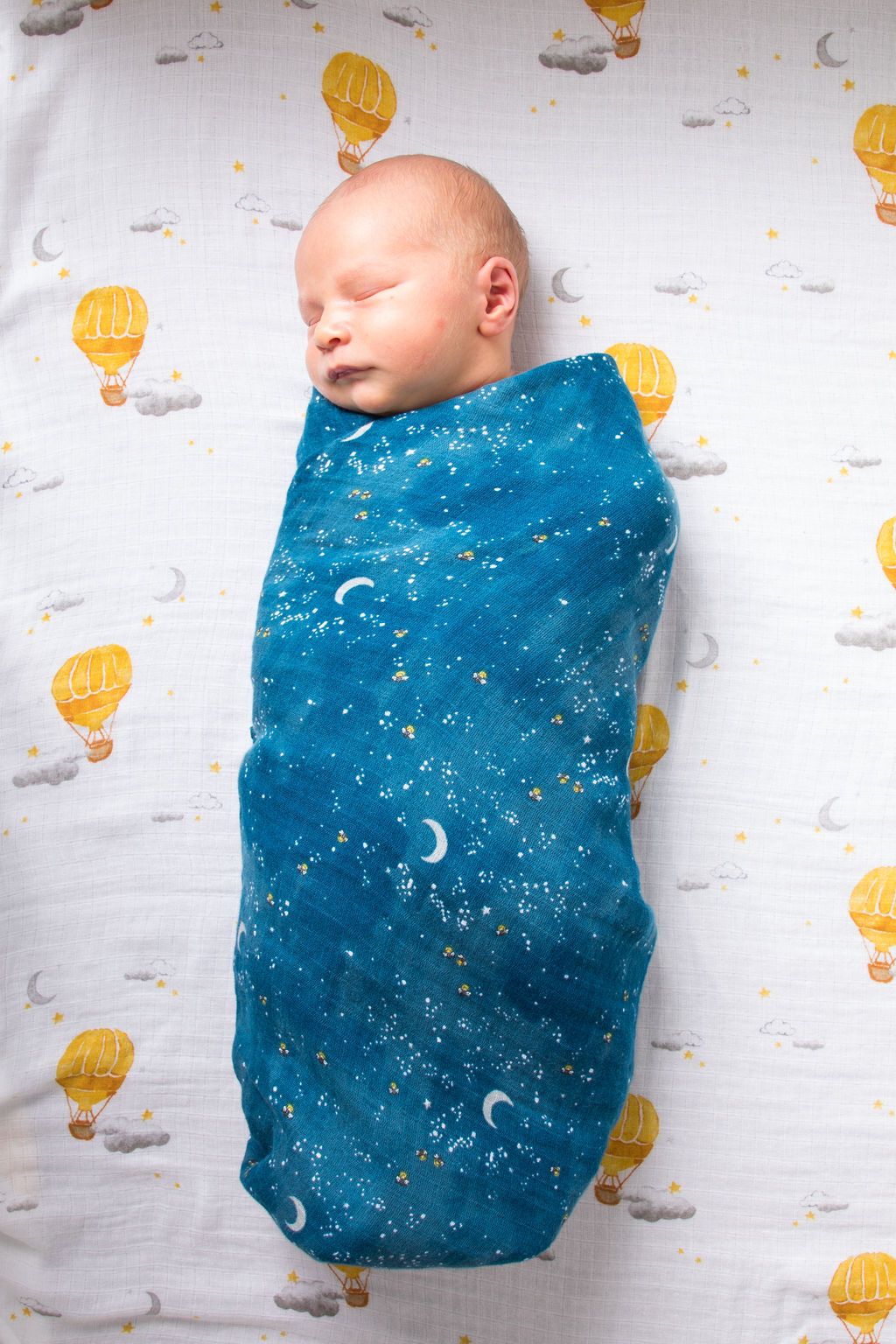 Organic Swaddle Set - Fly Me to the Moon (Starry Night + Hot Air Balloon)