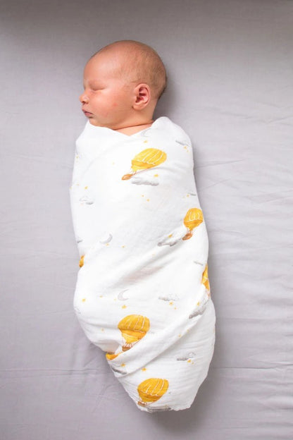 Organic Swaddle Set - Fly Me to the Moon (Starry Night + Hot Air Balloon)