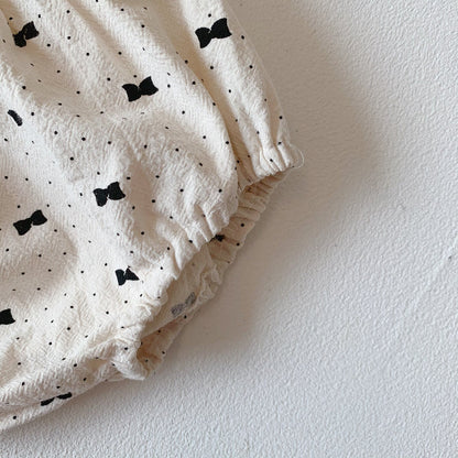 Bow & Polka Dot Graphic A-Line Long Sleeve Shirt Set