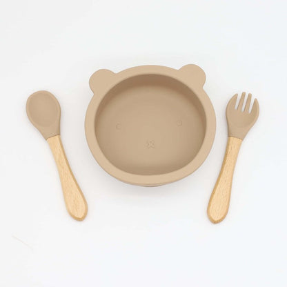 Bear Shape Food Training Silicone Bowl With Spoon Tableware