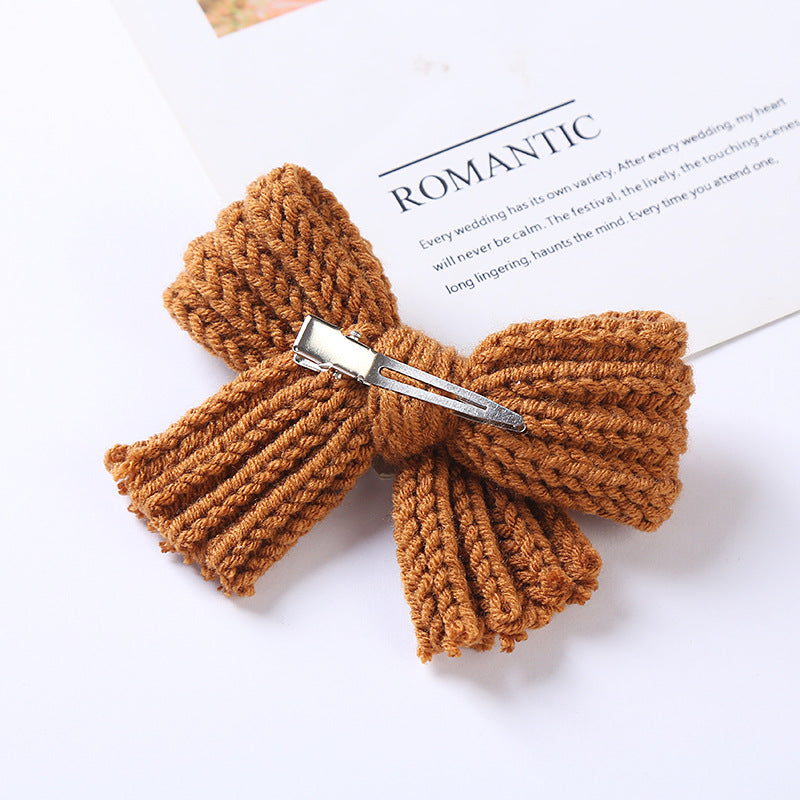 Big Knitted Bow Handmade Hairpin – 2 Pc. Set