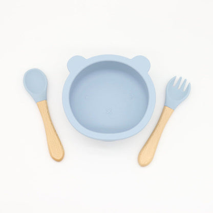 Bear Shape Food Training Silicone Bowl With Spoon Tableware